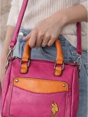 U.S. Polo Assn Pink Orange Mini Satchel Crossbody Bag